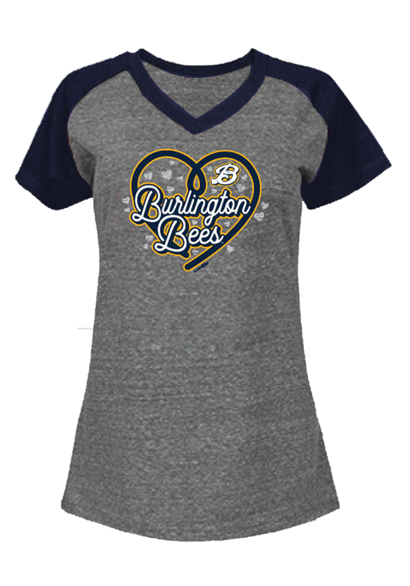 Girls Youth Heathered Gray/Navy Chicago Bears Tri-Blend Raglan V