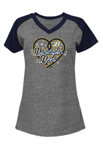 Girls V-Neck Raglan Gray/Navy T-shirt